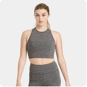 Women's Cozy Spacedye Longline Sports Bra - JoyLab Charcoal Gray Size XS
